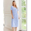 Ekouaer Long Nightgowns for Women Bamboo Viscose Short Sleeve House Dresses(1- Light Blue Floral)
