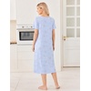 Ekouaer Long Nightgowns for Women Bamboo Viscose Short Sleeve House Dresses(1- Light Blue Floral)