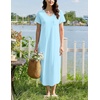 Ekouaer Long Nightgowns for Women Bamboo Viscose Short Sleeve Sleepshirt(Aqua Green)