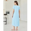 Ekouaer Long Nightgowns for Women Bamboo Viscose Short Sleeve Sleepshirt(Aqua Green)