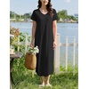 Ekouaer Long Nightgowns for Women Bamboo Viscose Short Sleeve Sleepshirt(Black)