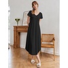 Ekouaer Long Nightgowns for Women Bamboo Viscose Short Sleeve Sleepshirt(Black)