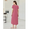 Ekouaer Long Nightgowns for Women Bamboo Viscose Short Sleeve Sleepshirt(Cherry Red)