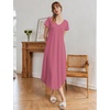 Ekouaer Long Nightgowns for Women Bamboo Viscose Short Sleeve Sleepshirt(Cherry Red)