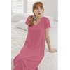 Ekouaer Long Nightgowns for Women Bamboo Viscose Short Sleeve Sleepshirt(Cherry Red)