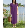 Ekouaer Long Nightgowns for Women Bamboo Viscose Short Sleeve Sleepshirt(Deep Purple)