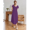 Ekouaer Long Nightgowns for Women Bamboo Viscose Short Sleeve Sleepshirt(Deep Purple)