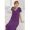 Ekouaer Long Nightgowns for Women Bamboo Viscose Short Sleeve Sleepshirt(Deep Purple)