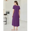 Ekouaer Long Nightgowns for Women Bamboo Viscose Short Sleeve Sleepshirt(Deep Purple)