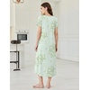 Ekouaer Long Nightgowns for Women Bamboo Viscose Short Sleeve Sleepshirt(Floral Mint Green)