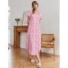 Ekouaer Long Nightgowns for Women Bamboo Viscose Short Sleeve Sleepshirt(Floral Pink)