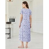 Ekouaer Long Nightgowns for Women Bamboo Viscose Short Sleeve Sleepshirt(Floral Purple)
