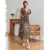 Ekouaer Long Nightgowns for Women Bamboo Viscose Short Sleeve Sleepshirt(Leopard Print)