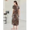Ekouaer Long Nightgowns for Women Bamboo Viscose Short Sleeve Sleepshirt(Leopard Print)