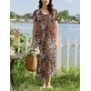 Ekouaer Long Nightgowns for Women Bamboo Viscose Short Sleeve Sleepshirt(Leopard Print)