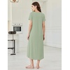 Ekouaer Long Nightgowns for Women Bamboo Viscose Short Sleeve Sleepshirt(Light Green)