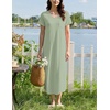 Ekouaer Long Nightgowns for Women Bamboo Viscose Short Sleeve Sleepshirt(Light Green)