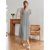 Ekouaer Long Nightgowns for Women Bamboo Viscose Short Sleeve Sleepshirt(Light Grey)