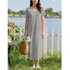 Ekouaer Long Nightgowns for Women Bamboo Viscose Short Sleeve Sleepshirt(Light Grey)