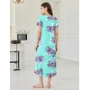 Ekouaer Long Nightgowns for Women Bamboo Viscose Short Sleeve Sleepshirt(Mint Garden Floral)