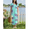 Ekouaer Long Nightgowns for Women Bamboo Viscose Short Sleeve Sleepshirt(Mint Garden Floral)