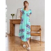 Ekouaer Long Nightgowns for Women Bamboo Viscose Short Sleeve Sleepshirt(Mint Garden Floral)