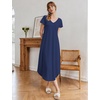 Ekouaer Long Nightgowns for Women Bamboo Viscose Short Sleeve Sleepshirt(Navy Blue)
