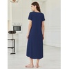 Ekouaer Long Nightgowns for Women Bamboo Viscose Short Sleeve Sleepshirt(Navy Blue)