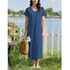 Ekouaer Long Nightgowns for Women Bamboo Viscose Short Sleeve Sleepshirt(Peacock Blue)
