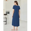 Ekouaer Long Nightgowns for Women Bamboo Viscose Short Sleeve Sleepshirt(Peacock Blue)