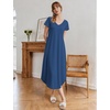 Ekouaer Long Nightgowns for Women Bamboo Viscose Short Sleeve Sleepshirt(Peacock Blue)