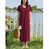 Ekouaer Long Nightgowns for Women Bamboo Viscose Short Sleeve Sleepshirt(Red)