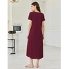 Ekouaer Long Nightgowns for Women Bamboo Viscose Short Sleeve Sleepshirt(Red)