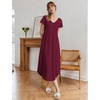 Ekouaer Long Nightgowns for Women Bamboo Viscose Short Sleeve Sleepshirt(Red)