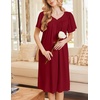 Ekouaer Moo Moos for Women Short Sleeve House Dress with Pockets(Wine Red)