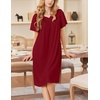 Ekouaer Moo Moos for Women Short Sleeve House Dress with Pockets(Wine Red)
