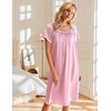 Ekouaer Nightgown for Women Satin Silk Night Gown Loose Plus Size Sleepwear(Blue Green/Dark Pink)