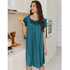 Ekouaer Nightgown for Women Satin Silk Night Gown Loose Plus Size Sleepwear(Blue Green/Light Blue)