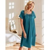 Ekouaer Nightgown for Women Satin Silk Night Gown Loose Plus Size Sleepwear(Blue Green/Light Blue)