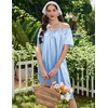 Ekouaer Nightgown for Women Satin Silk Night Gown Loose Plus Size Sleepwear(Blue Green/Light Blue)