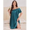 Ekouaer Nightgown for Women Satin Silk Night Gown Loose Plus Size Sleepwear(Blue Green/Navy Blue)