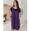 Ekouaer Nightgown for Women Satin Silk Night Gown Loose Plus Size Sleepwear(Blue Green/Purple)