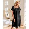 Ekouaer Nightgown for Women Satin Silk Night Gown Loose Plus Size Sleepwear(Pink/Black)