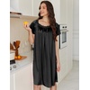Ekouaer Nightgown for Women Satin Silk Night Gown Loose Plus Size Sleepwear(Pink/Black)