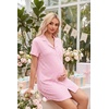 Ekouaer Nightgowns for Women Button Down Sleep Shirt Short Sleeve Sleepwear(A-pink Stripe)