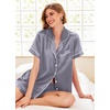 Ekouaer Pajamas for Women Set Silk Satin Pjs 2 Piece Button Down Sleepwear(Grey)