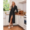 Ekouaer Robes for Women Long Knit Bathrobe Soft 3/4 Sleeves Kimono Robe(Black)
