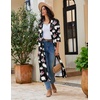 Ekouaer Robes for Women Long Knit Bathrobe Soft 3/4 Sleeves Kimono Robe(Black Floral)