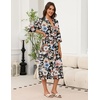 Ekouaer Robes for Women Long Knit Bathrobe Soft 3/4 Sleeves Kimono Robe(Bohemian Floral)