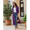 Ekouaer Robes for Women Long Knit Bathrobe Soft 3/4 Sleeves Kimono Robe(Deep Purple)